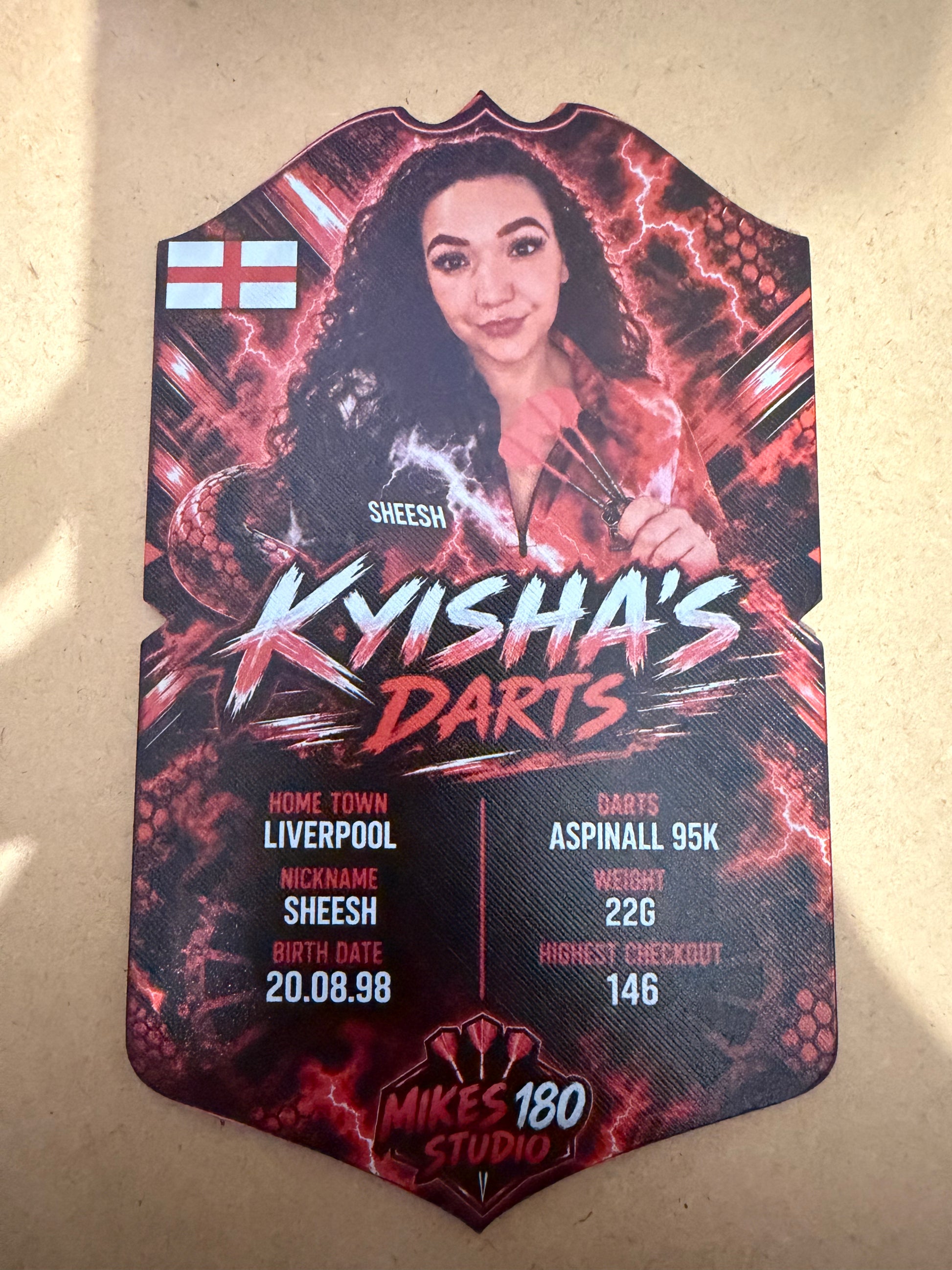 Personalised Darts Player Cards - custom to your design!