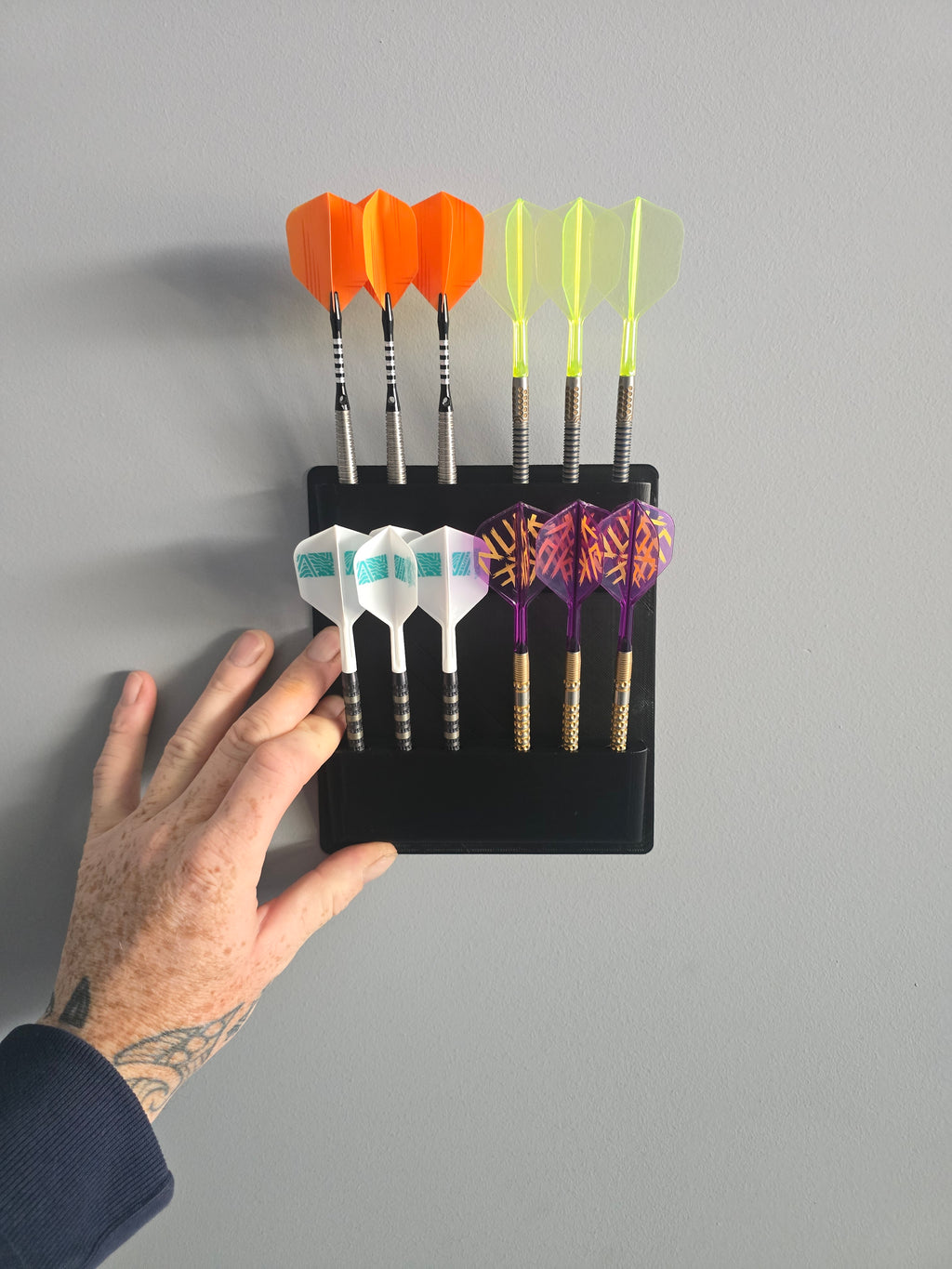 Wall mounted darts holder - holds 4 sets