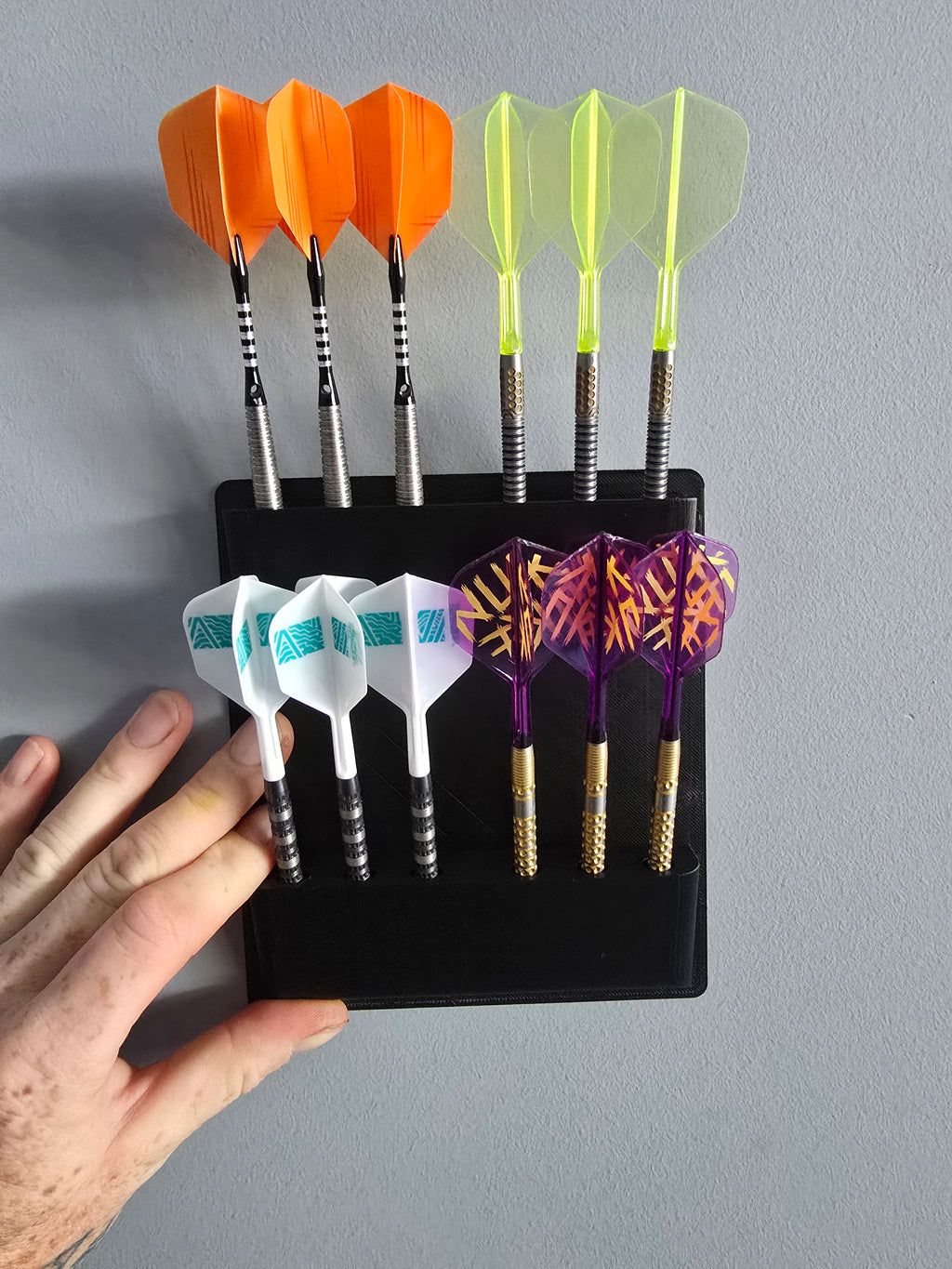 Wall mounted darts holder - holds 4 sets